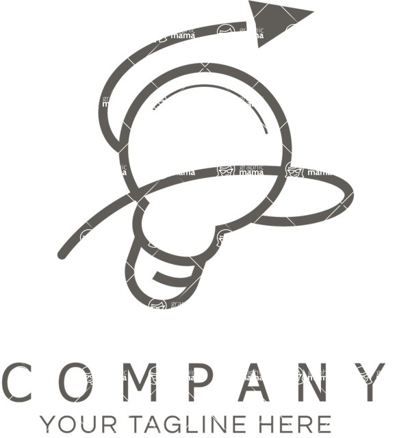 Business Logo Templates - vector graphics in a pack from GraphicMama - Lightbulb Business Logo Design Black and White